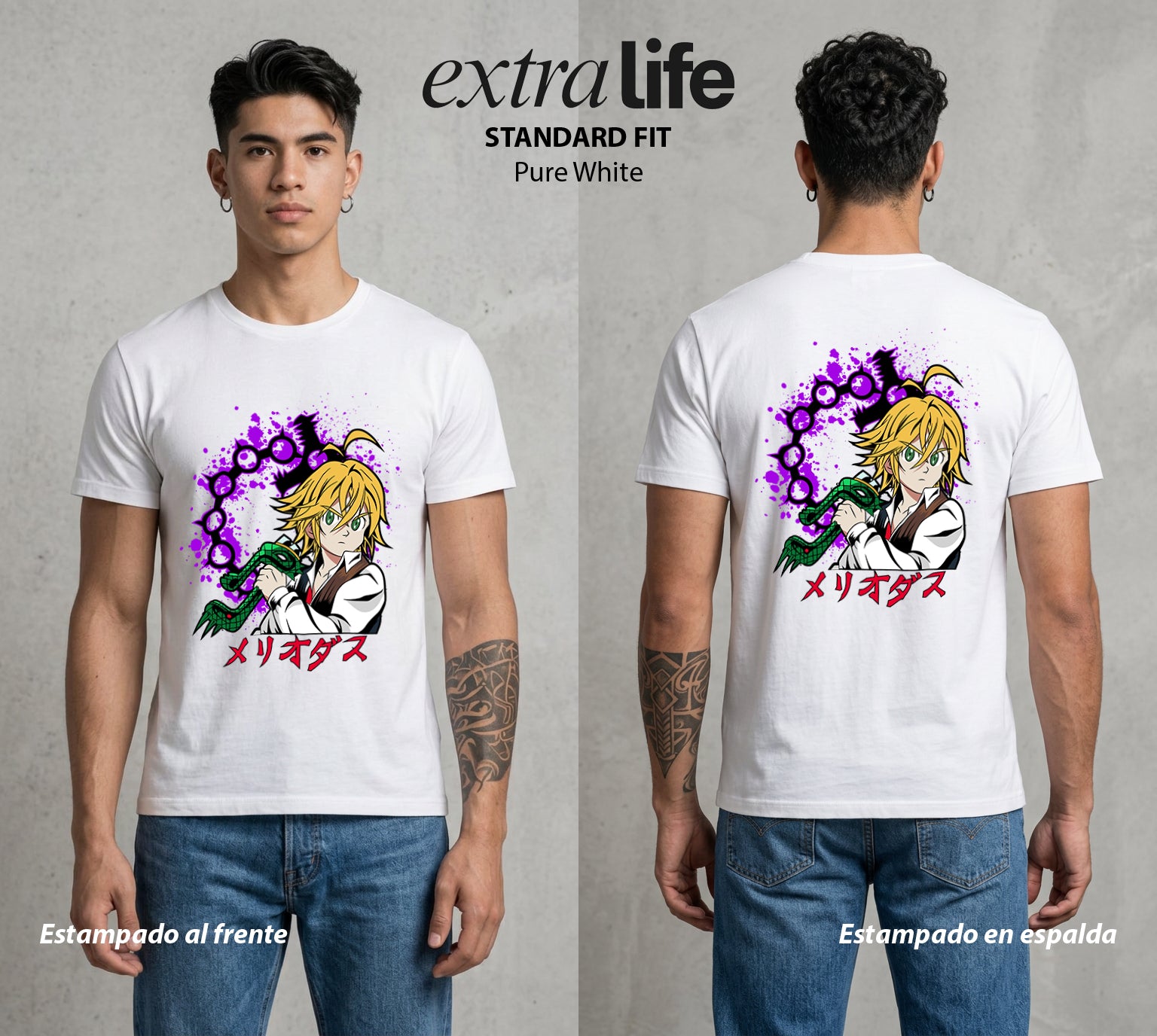 Los Siete Pecados | El Lider del Bien #03963 - Playera Standard Fit | Pure White - Foto en modelo