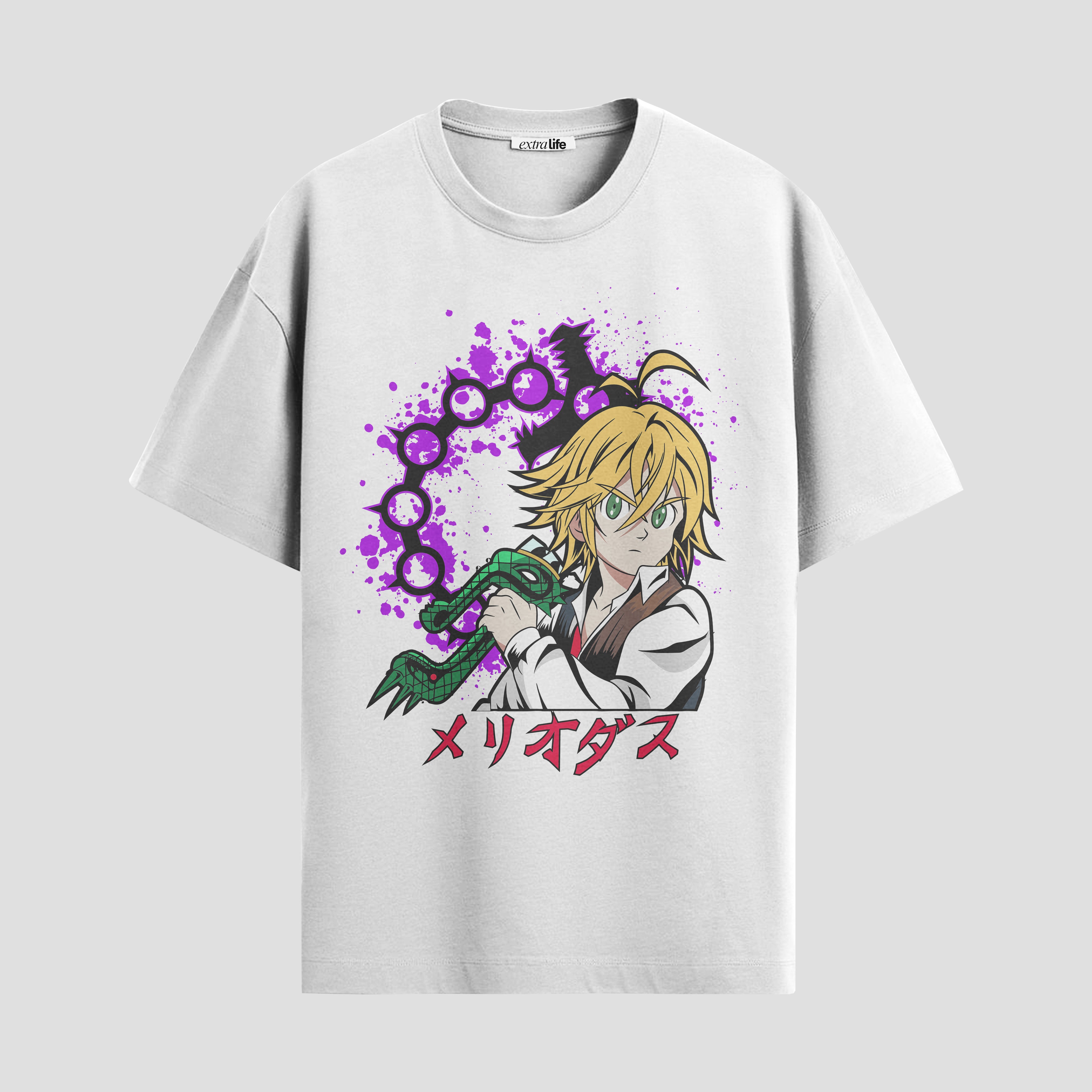 Playera urbana de anime y gaming ExtraLife MX, corte Standard Fit unisex ligero y transpirable en color Deep Black y Pure White, ropa de uso diario para gym y casual.