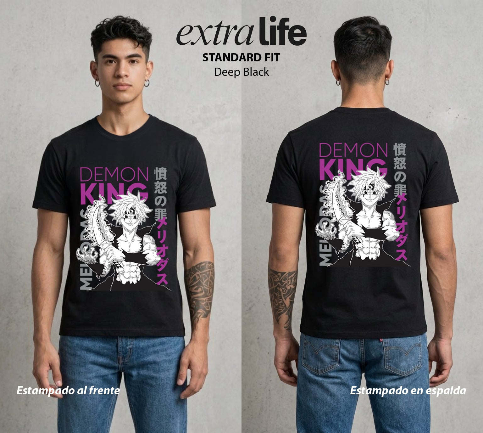 Los Siete Pecados | La Colera del Dragon #03964 - Playera Standard Fit | Deep Black - Foto en modelo