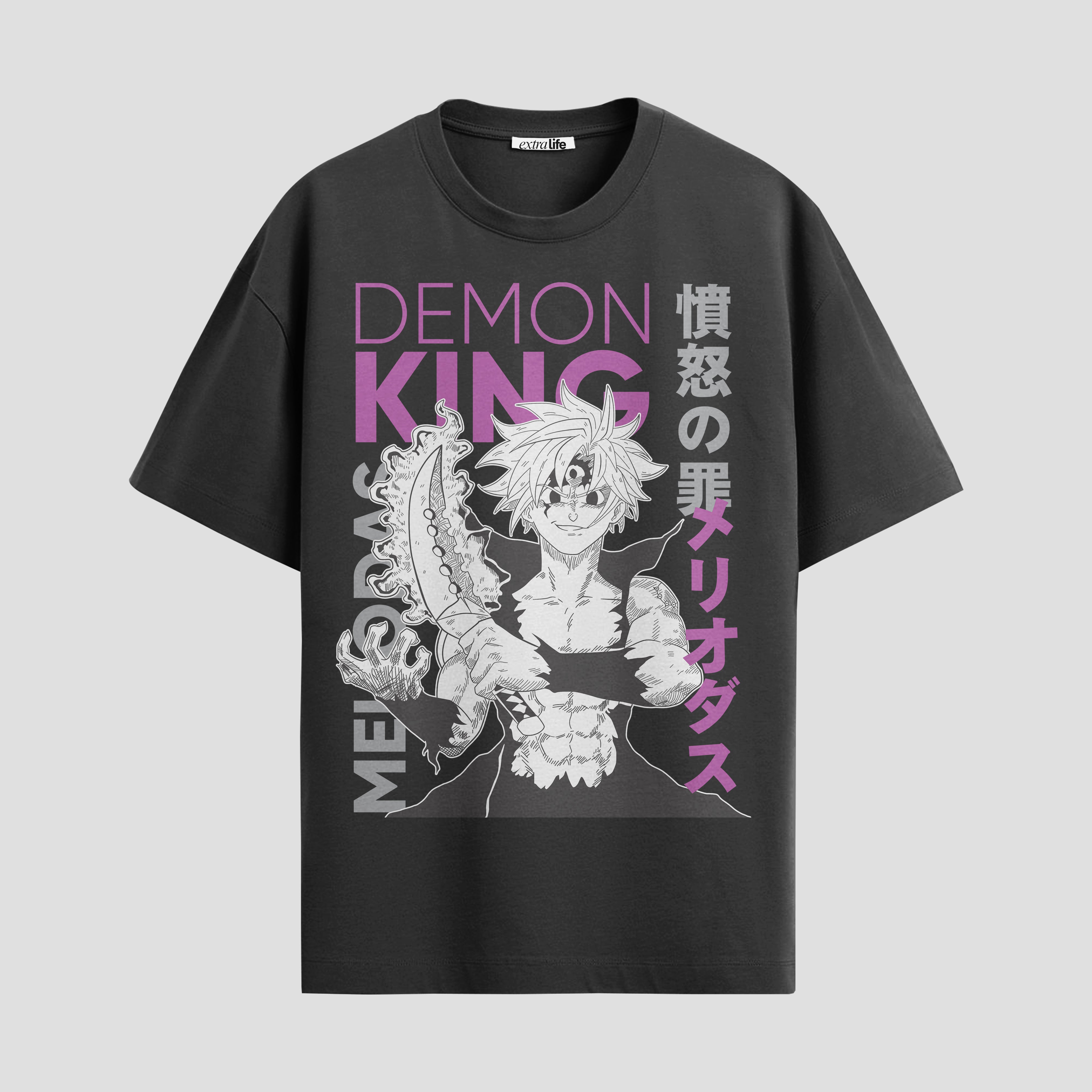 Playera urbana de anime y gaming ExtraLife MX, corte Standard Fit unisex ligero y transpirable en color Deep Black y Pure White, ropa de uso diario para gym y casual.