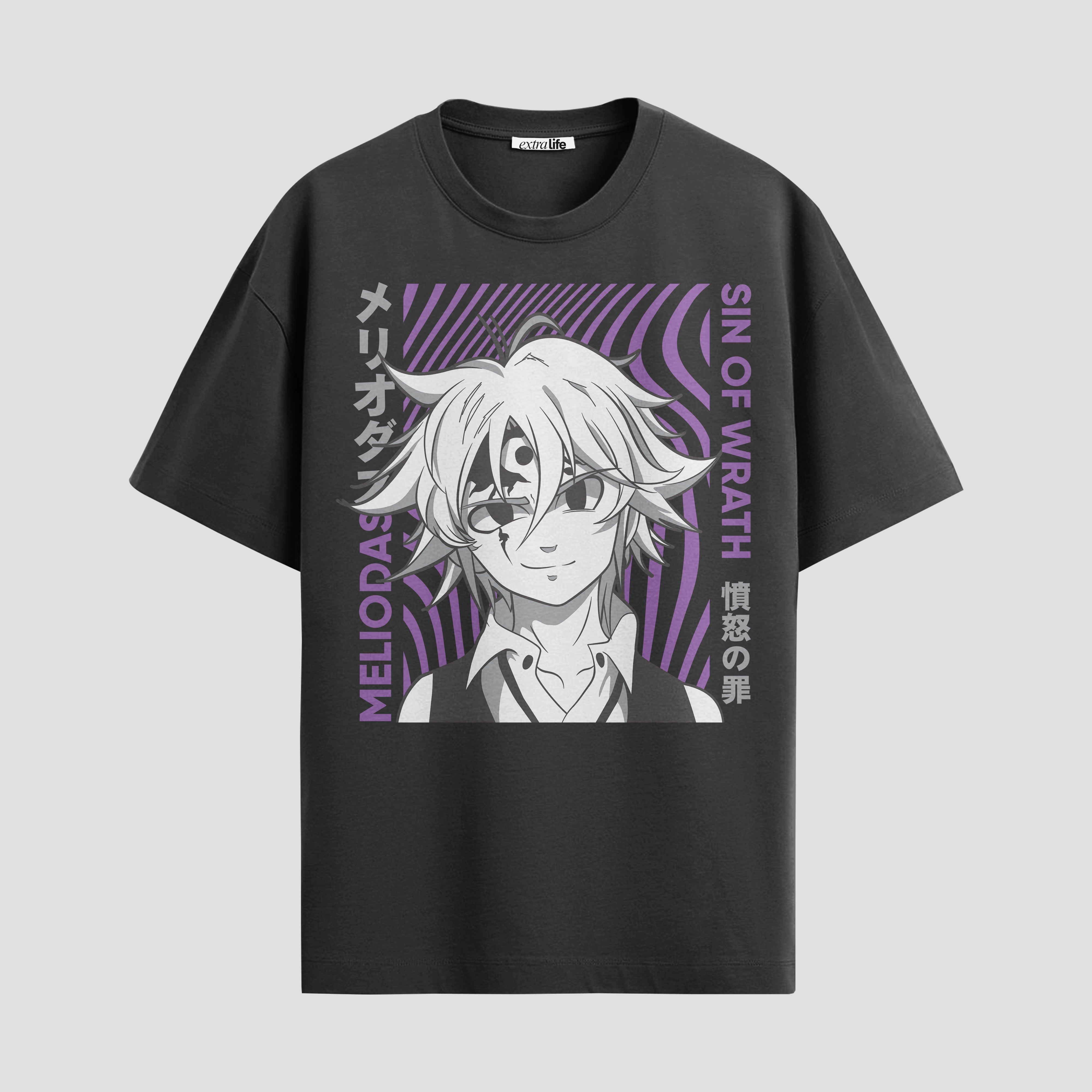 Playera urbana de anime y gaming ExtraLife MX, corte Standard Fit unisex ligero y transpirable en color Deep Black y Pure White, ropa de uso diario para gym y casual.