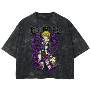 Playera streetwear premium de anime y gaming ExtraLife MX, corte boxy deluxe mineral wash heavyweight en color Acid Wash, moda urbana mexicana de culto.