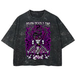 Playera streetwear premium de anime y gaming ExtraLife MX, corte boxy deluxe mineral wash heavyweight en color Acid Wash, moda urbana mexicana de culto.