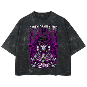 Playera streetwear premium de anime y gaming ExtraLife MX, corte boxy deluxe mineral wash heavyweight en color Acid Wash, moda urbana mexicana de culto.