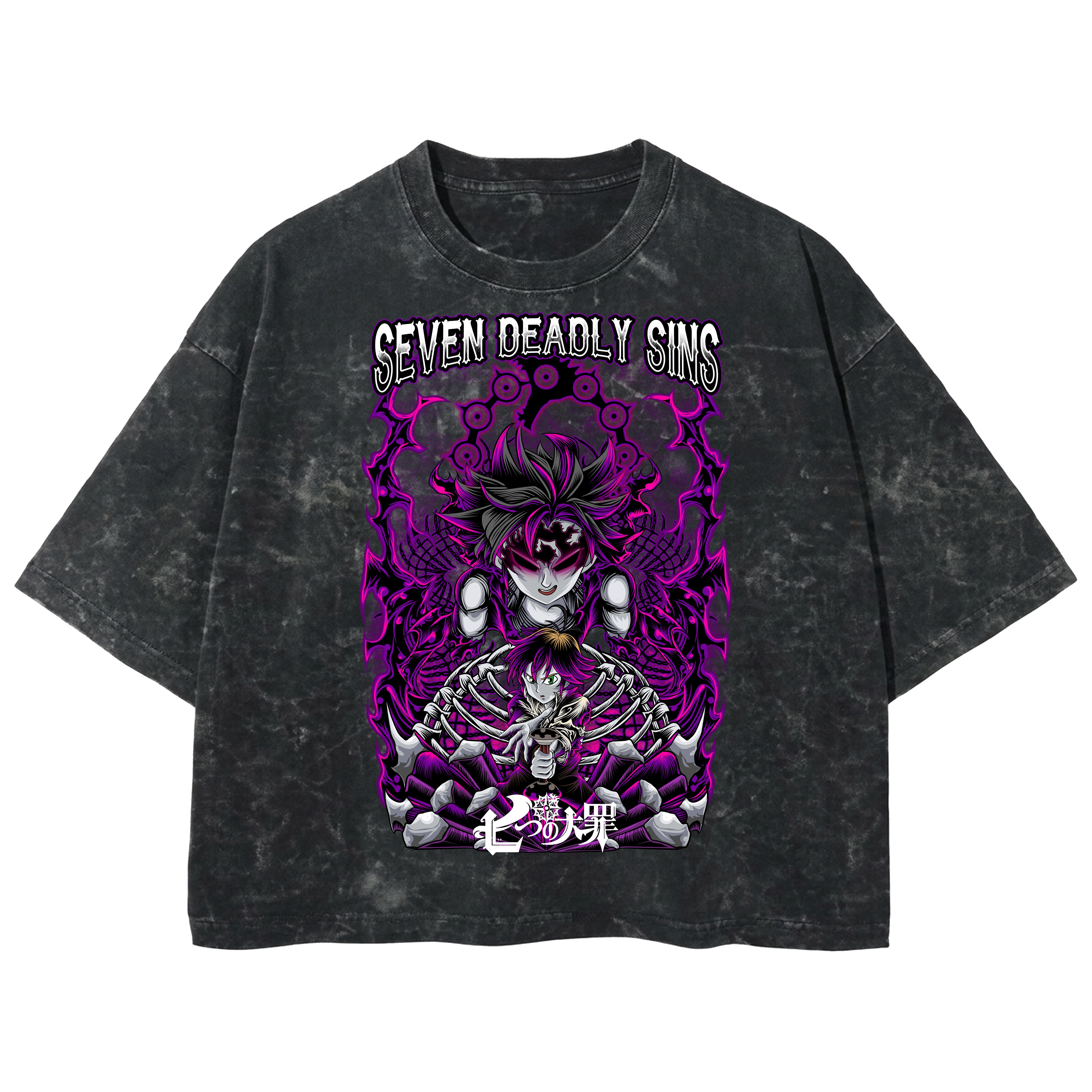 Playera streetwear premium de anime y gaming ExtraLife MX, corte boxy deluxe mineral wash heavyweight en color Acid Wash, moda urbana mexicana de culto.