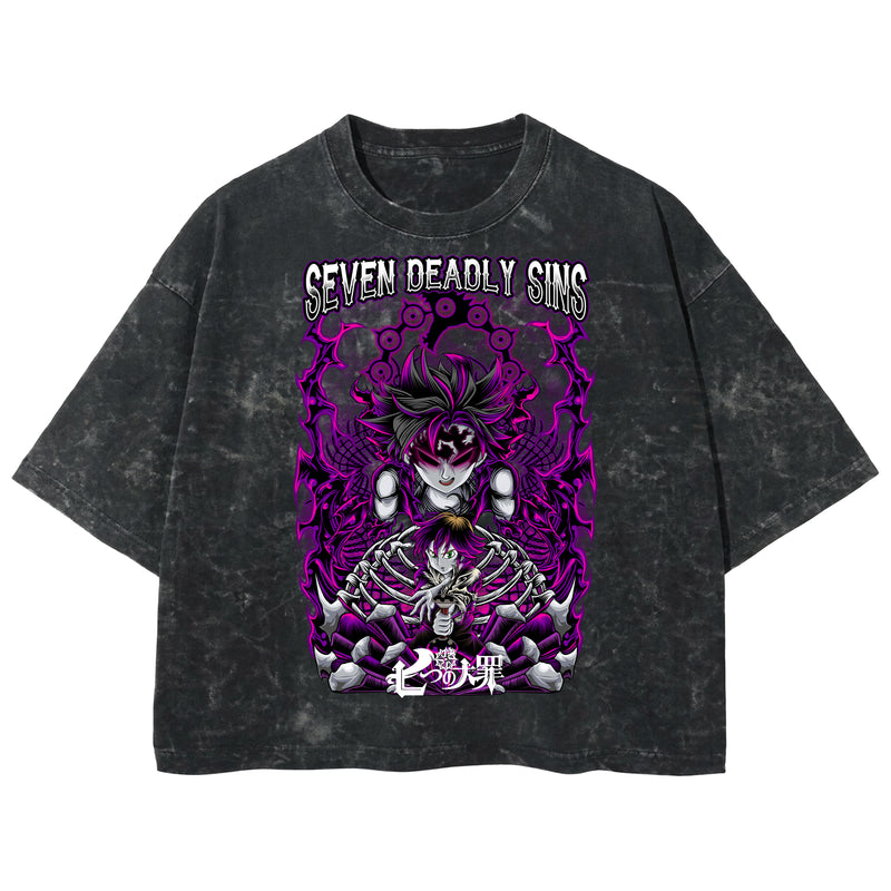 Playera streetwear premium de anime y gaming ExtraLife MX, corte boxy deluxe mineral wash heavyweight en color Acid Wash, moda urbana mexicana de culto.