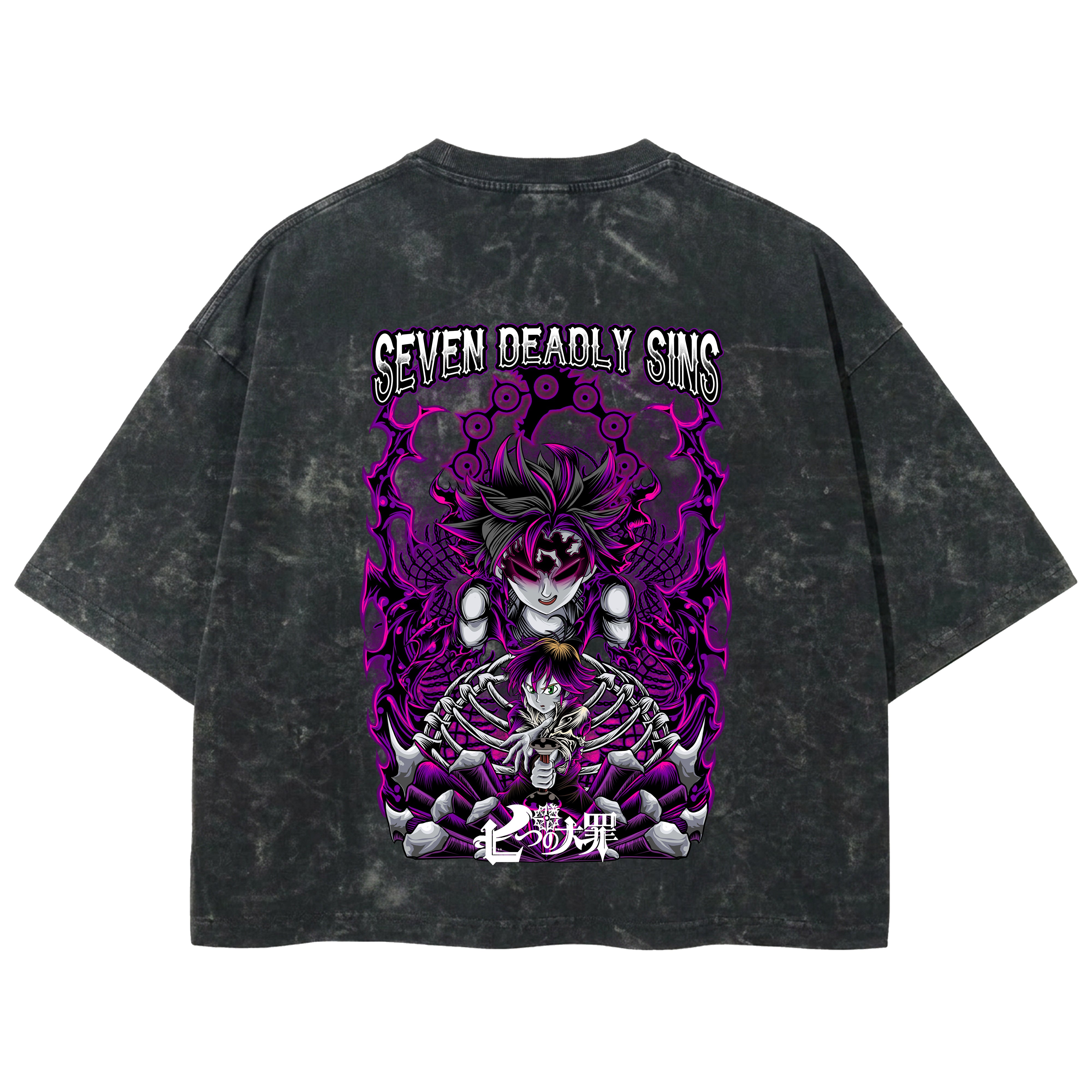Playera streetwear premium de anime y gaming ExtraLife MX, corte boxy deluxe mineral wash heavyweight en color Acid Wash, moda urbana mexicana de culto.
