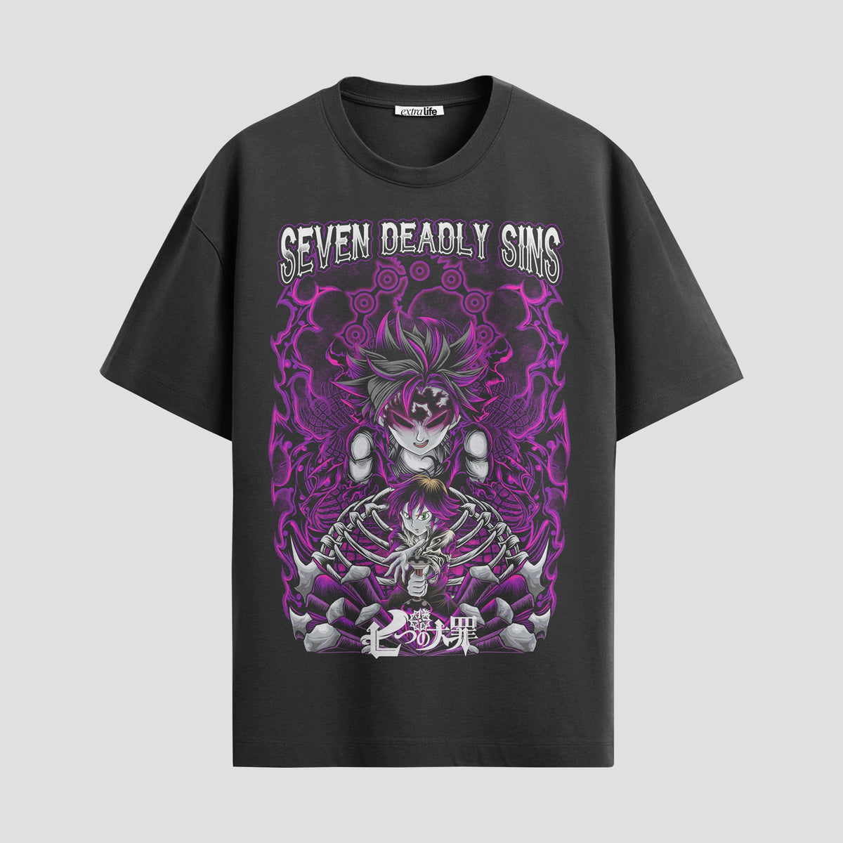 Playera urbana de anime y gaming ExtraLife MX, corte Classic Premium unisex ligero y transpirable en color Deep Black y Pure White, ropa de uso diario para gym y casual.