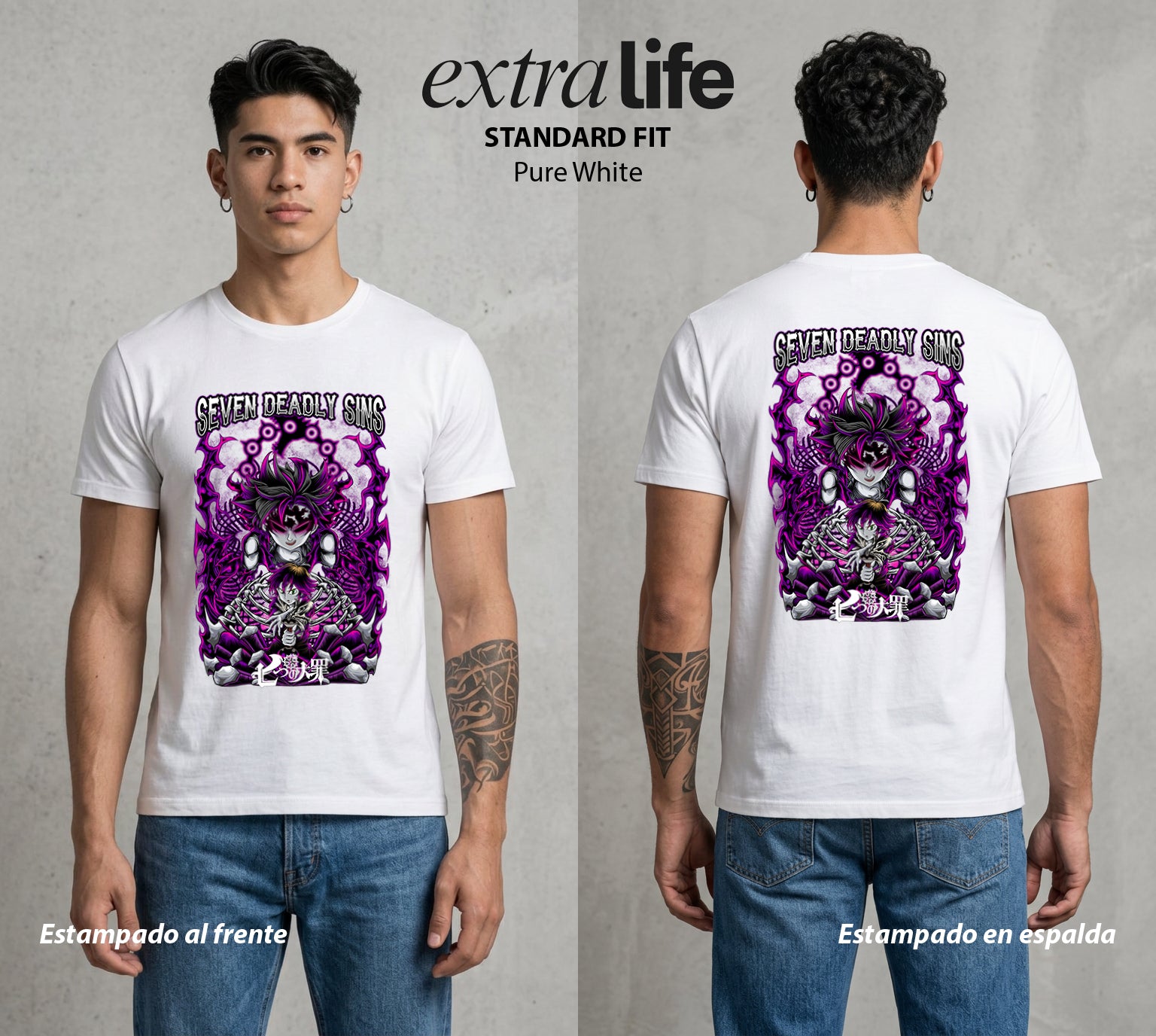 Los Siete Pecados | El Lider del Bien #03967 - Playera Standard Fit | Pure White - Foto en modelo