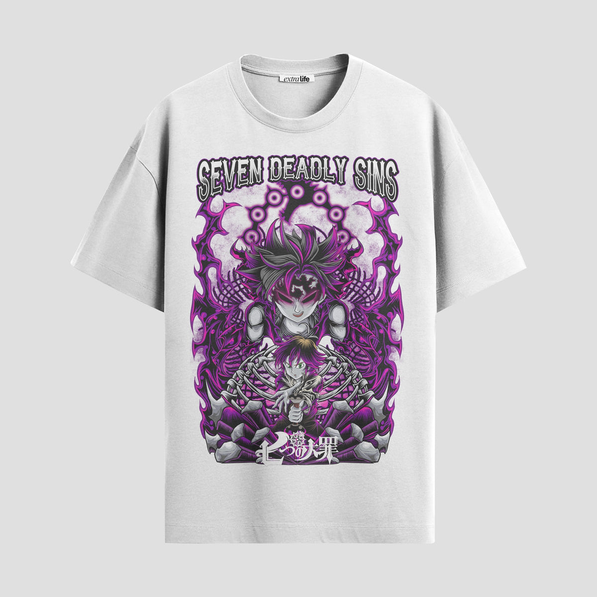 Playera urbana de anime y gaming ExtraLife MX, corte Classic Premium unisex ligero y transpirable en color Deep Black y Pure White, ropa de uso diario para gym y casual.