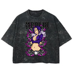 Playera streetwear premium de anime y gaming ExtraLife MX, corte boxy deluxe mineral wash heavyweight en color Acid Wash, moda urbana mexicana de culto.