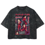 Playera streetwear premium de anime y gaming ExtraLife MX, corte boxy deluxe mineral wash heavyweight en color Acid Wash, moda urbana mexicana de culto.