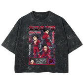 Playera streetwear premium de anime y gaming ExtraLife MX, corte boxy deluxe mineral wash heavyweight en color Acid Wash, moda urbana mexicana de culto.