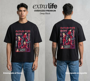 Los Siete Pecados | El Caballero del Pecado #03969 - Playera Oversized Premium | Deep Black - Foto en modelo