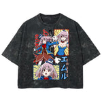 Playera streetwear premium de anime y gaming ExtraLife MX, corte boxy deluxe mineral wash heavyweight en color Acid Wash, moda urbana mexicana de culto.