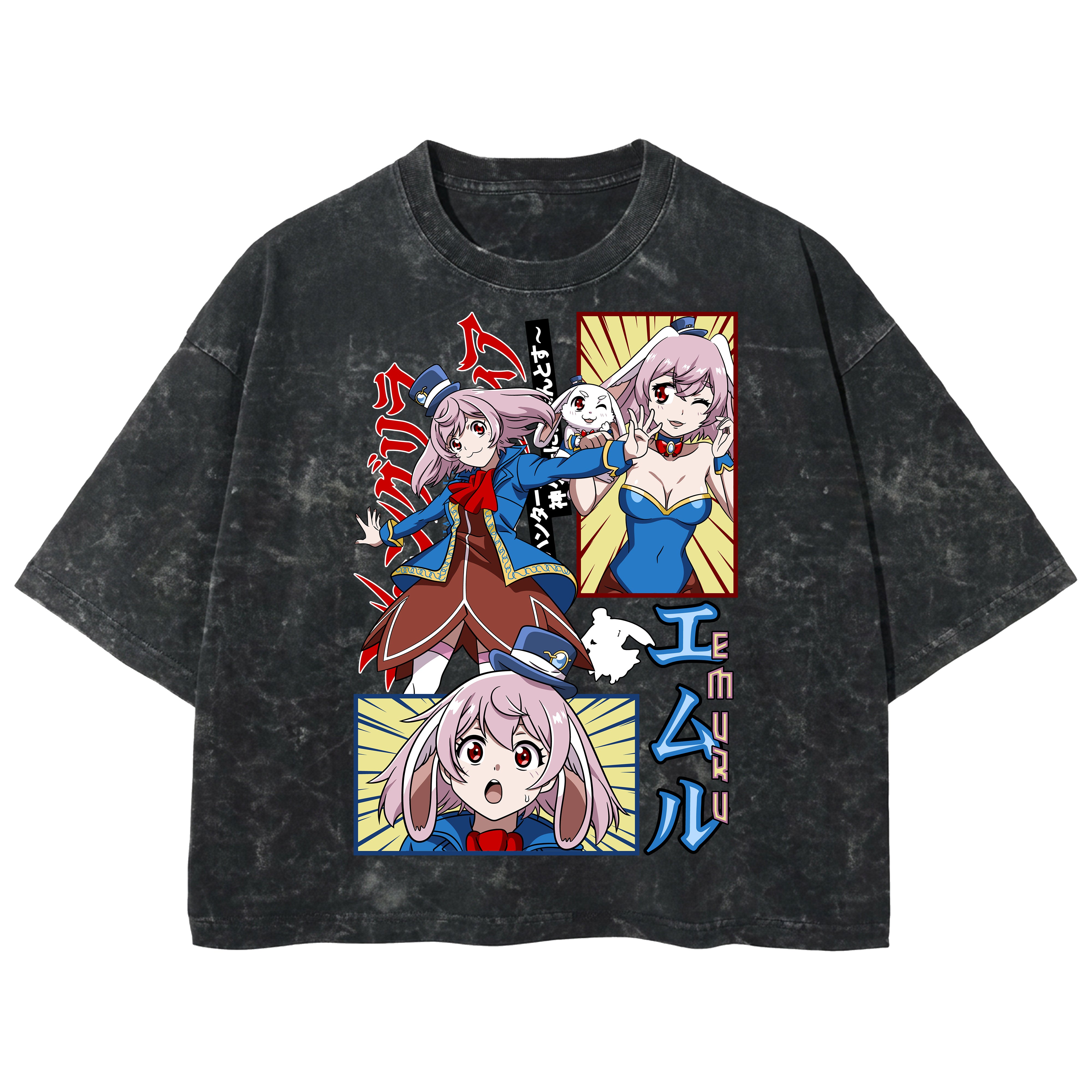 Playera streetwear premium de anime y gaming ExtraLife MX, corte boxy deluxe mineral wash heavyweight en color Acid Wash, moda urbana mexicana de culto.