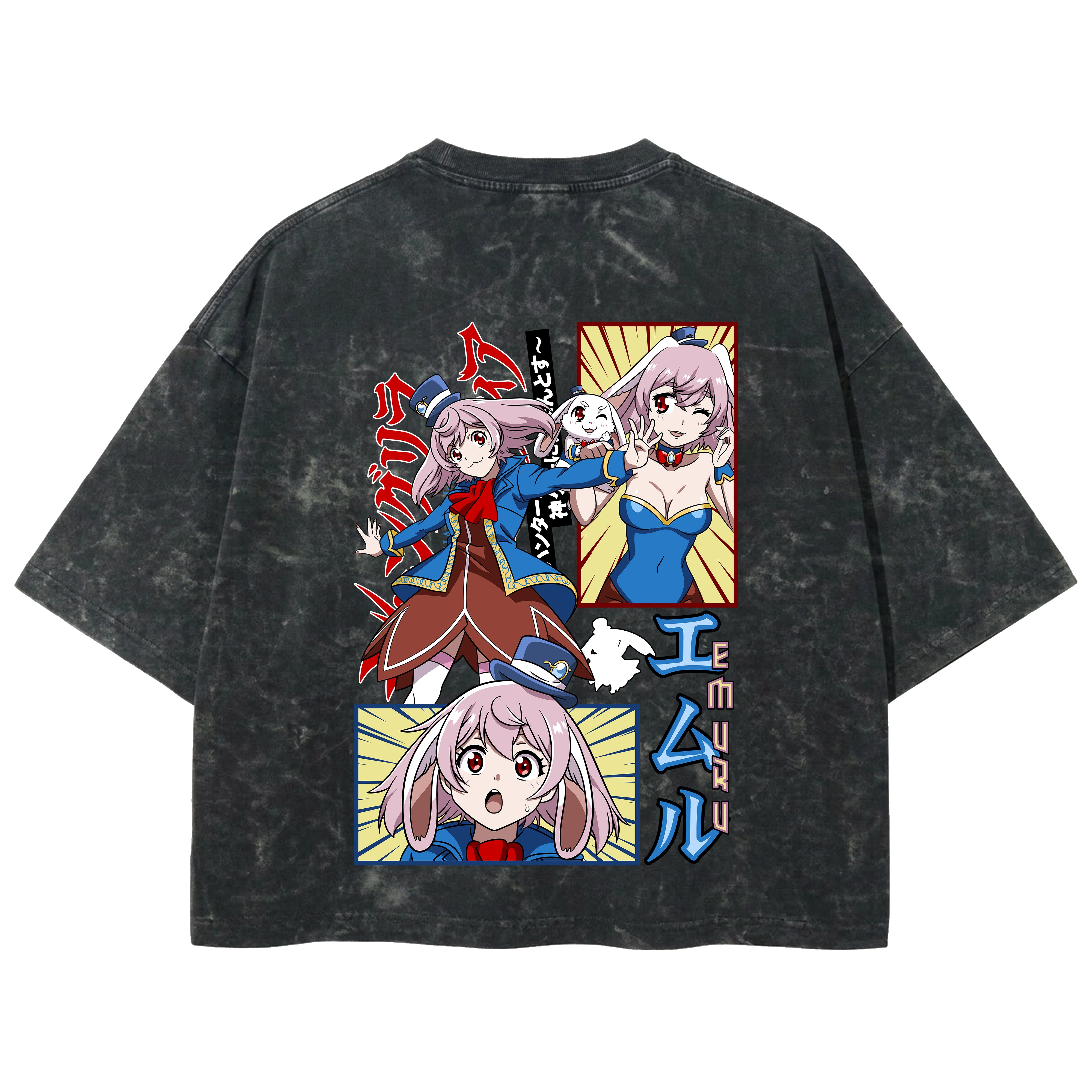Playera streetwear premium de anime y gaming ExtraLife MX, corte boxy deluxe mineral wash heavyweight en color Acid Wash, moda urbana mexicana de culto.