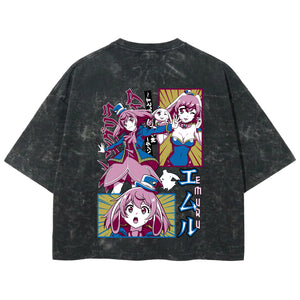 Playera streetwear premium de anime y gaming ExtraLife MX, corte boxy deluxe mineral wash heavyweight en color Acid Wash, moda urbana mexicana de culto.