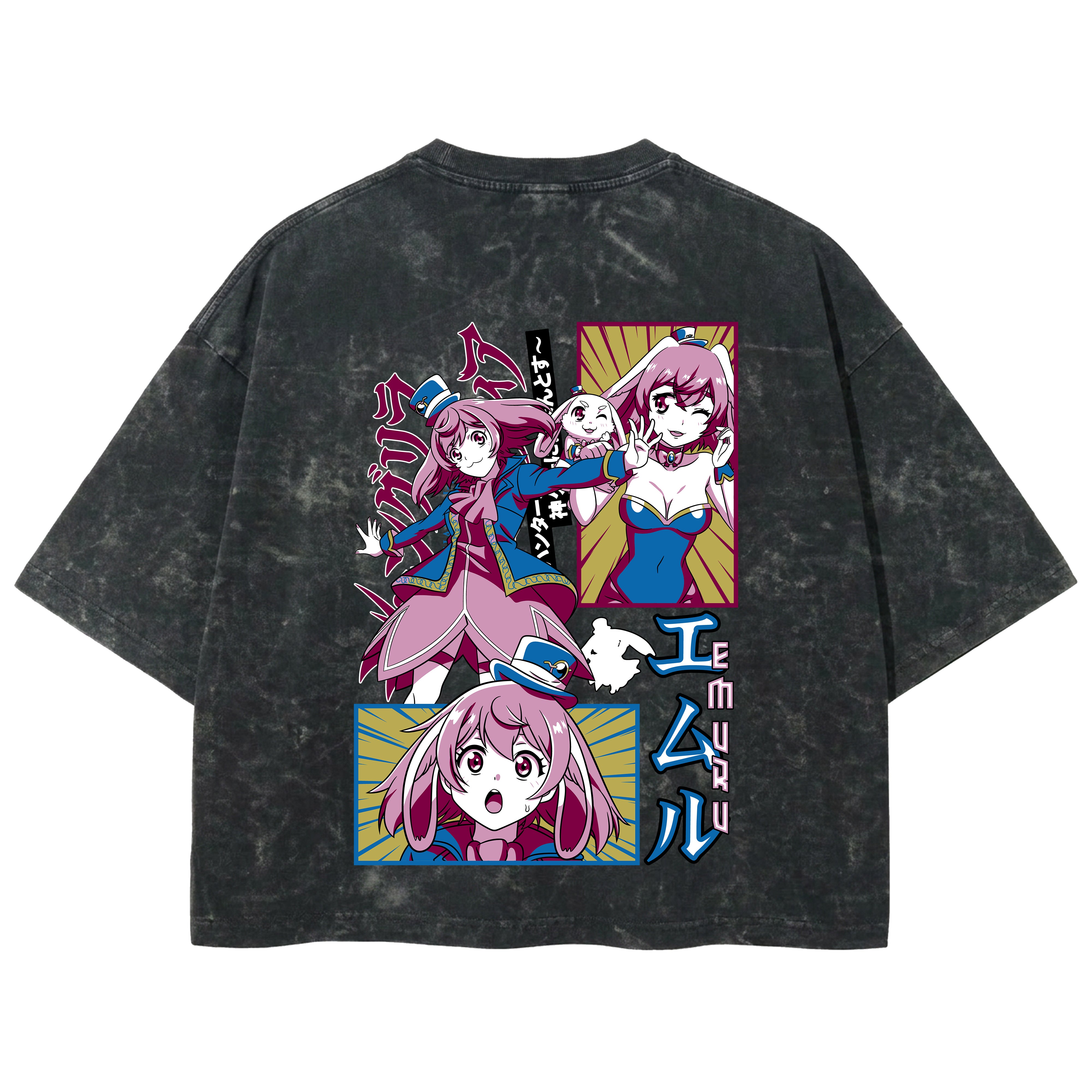 Playera streetwear premium de anime y gaming ExtraLife MX, corte boxy deluxe mineral wash heavyweight en color Acid Wash, moda urbana mexicana de culto.