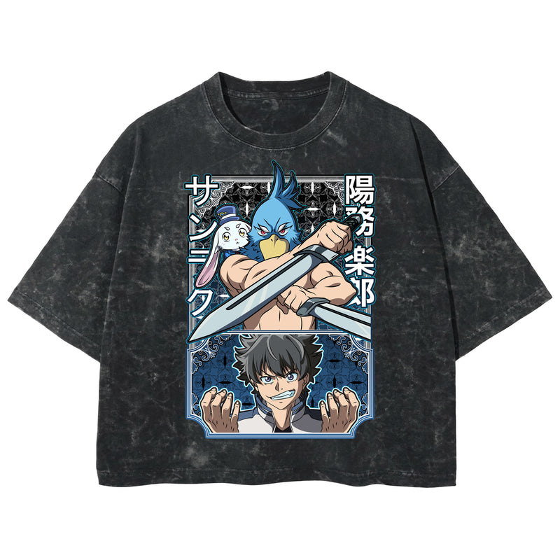 Playera streetwear premium de anime y gaming ExtraLife MX, corte boxy deluxe mineral wash heavyweight en color Acid Wash, moda urbana mexicana de culto.