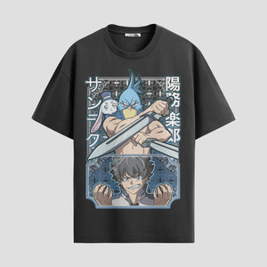 Playera urbana de anime y gaming ExtraLife MX, corte Standard Fit unisex ligero y transpirable en color Deep Black y Pure White, ropa de uso diario para gym y casual.