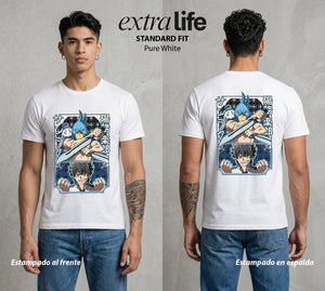 La Frontera del Juego | El Cazador del Juego #03972 - Playera Standard Fit | Pure White - Foto en modelo