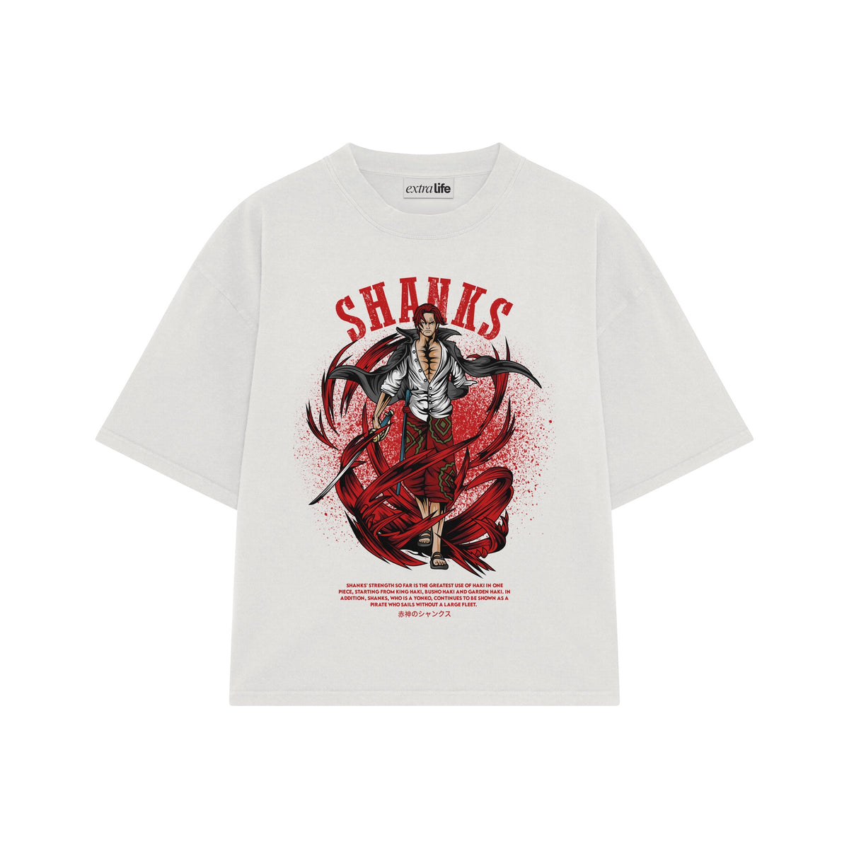 Playera streetwear premium de anime y gaming ExtraLife MX, corte oversized drop shoulder ligero y fresco en color Deep Black y Off-White, moda urbana mexicana de culto.