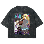 Playera streetwear premium de anime y gaming ExtraLife MX, corte boxy deluxe mineral wash heavyweight en color Acid Wash, moda urbana mexicana de culto.