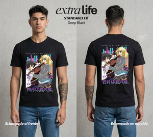 La Melodia del Abril | La Mentira del Amor #03974 - Playera Standard Fit | Deep Black - Foto en modelo