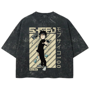 Playera streetwear premium de anime y gaming ExtraLife MX, corte boxy deluxe mineral wash heavyweight en color Acid Wash, moda urbana mexicana de culto.
