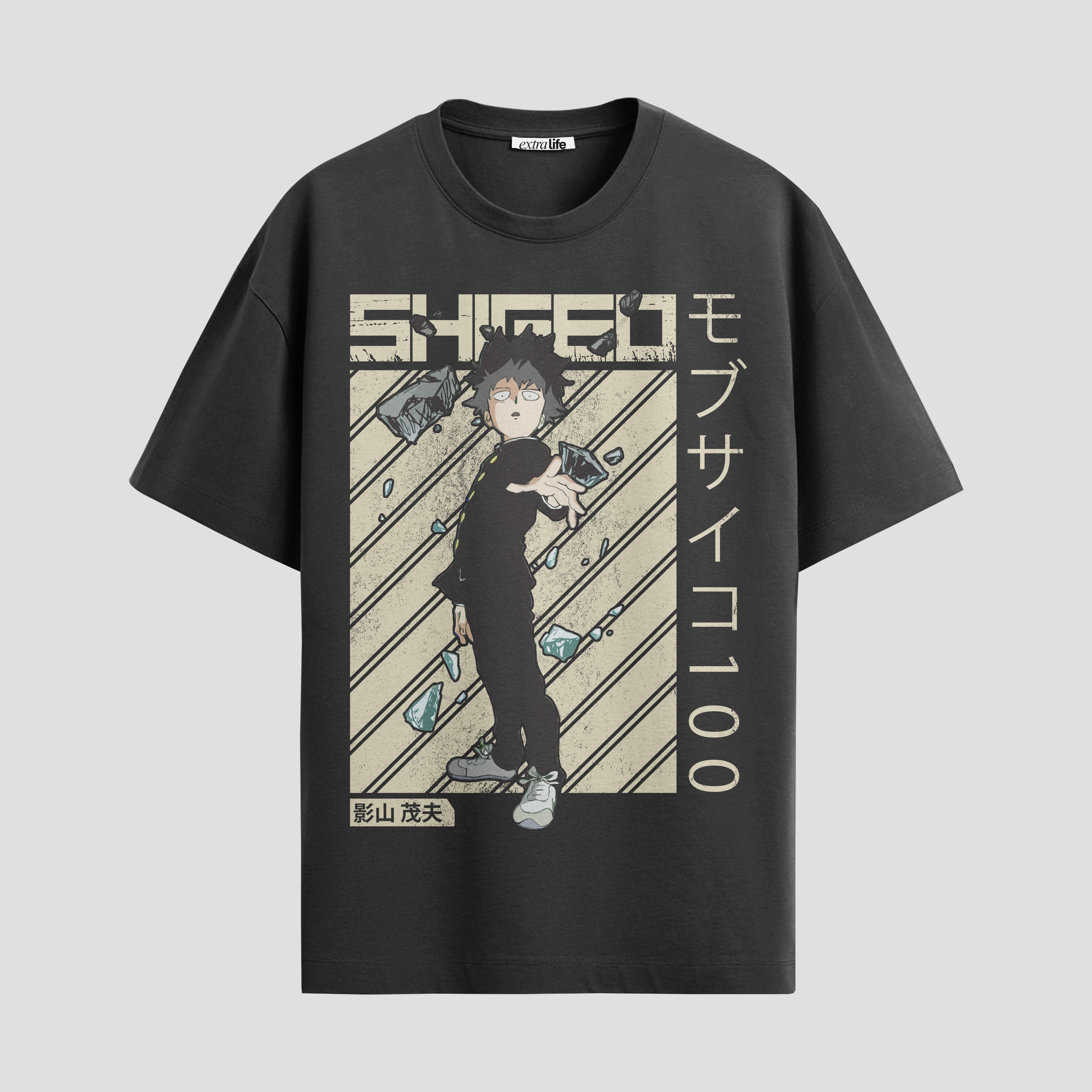 Playera urbana de anime y gaming ExtraLife MX, corte Standard Fit unisex ligero y transpirable en color Deep Black y Pure White, ropa de uso diario para gym y casual.