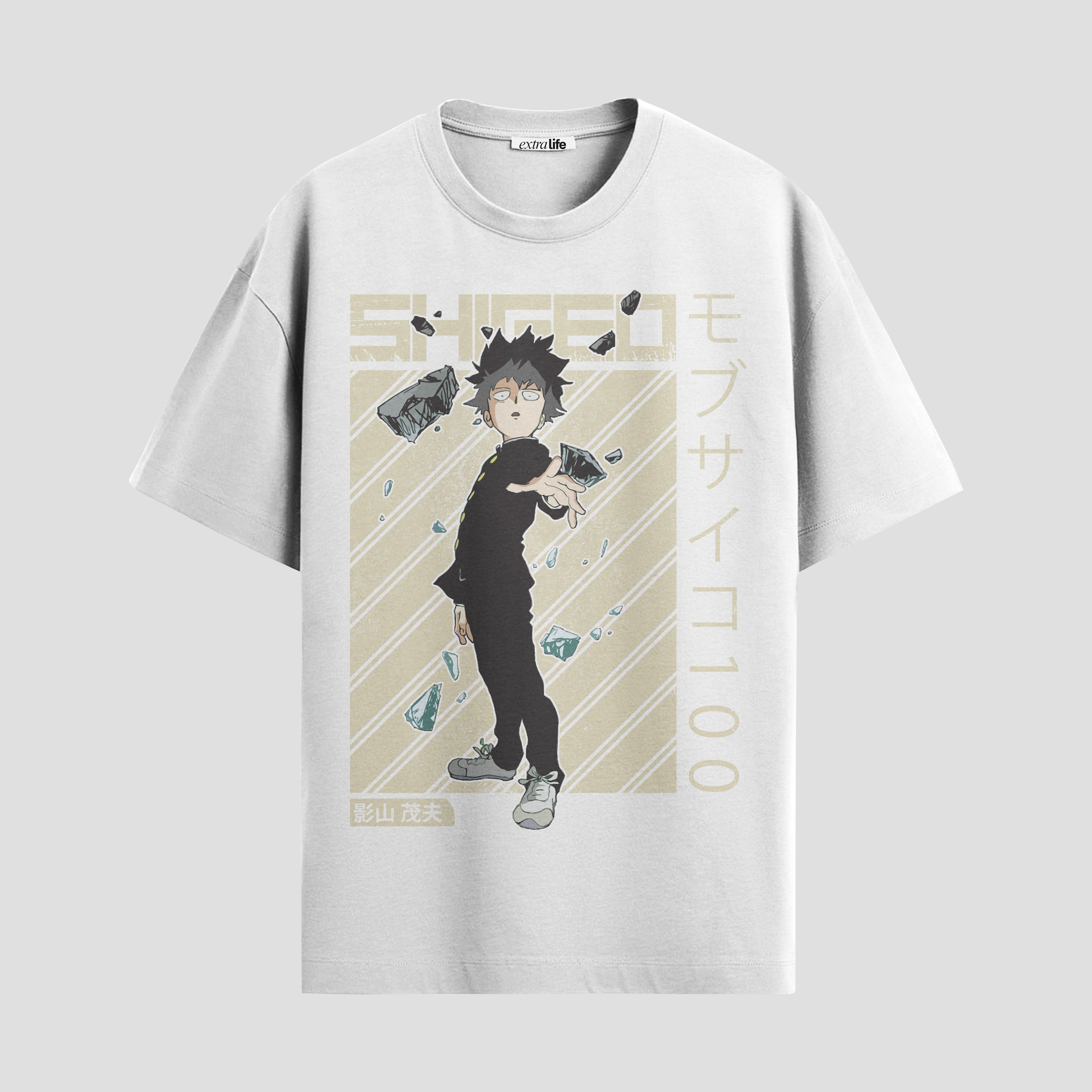 Playera urbana de anime y gaming ExtraLife MX, corte Standard Fit unisex ligero y transpirable en color Deep Black y Pure White, ropa de uso diario para gym y casual.
