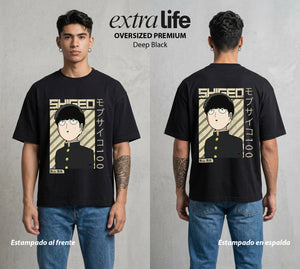 El Psiconico Reprimido | El Cien Por Ciento del Poder #03976 - Playera Oversized Premium | Deep Black - Foto en modelo