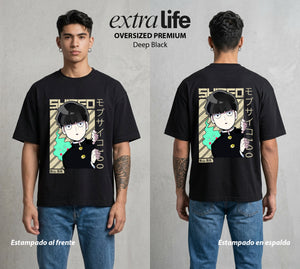 El Psiconico Reprimido | La Explosion Psiquica #03977 - Playera Oversized Premium | Deep Black - Foto en modelo