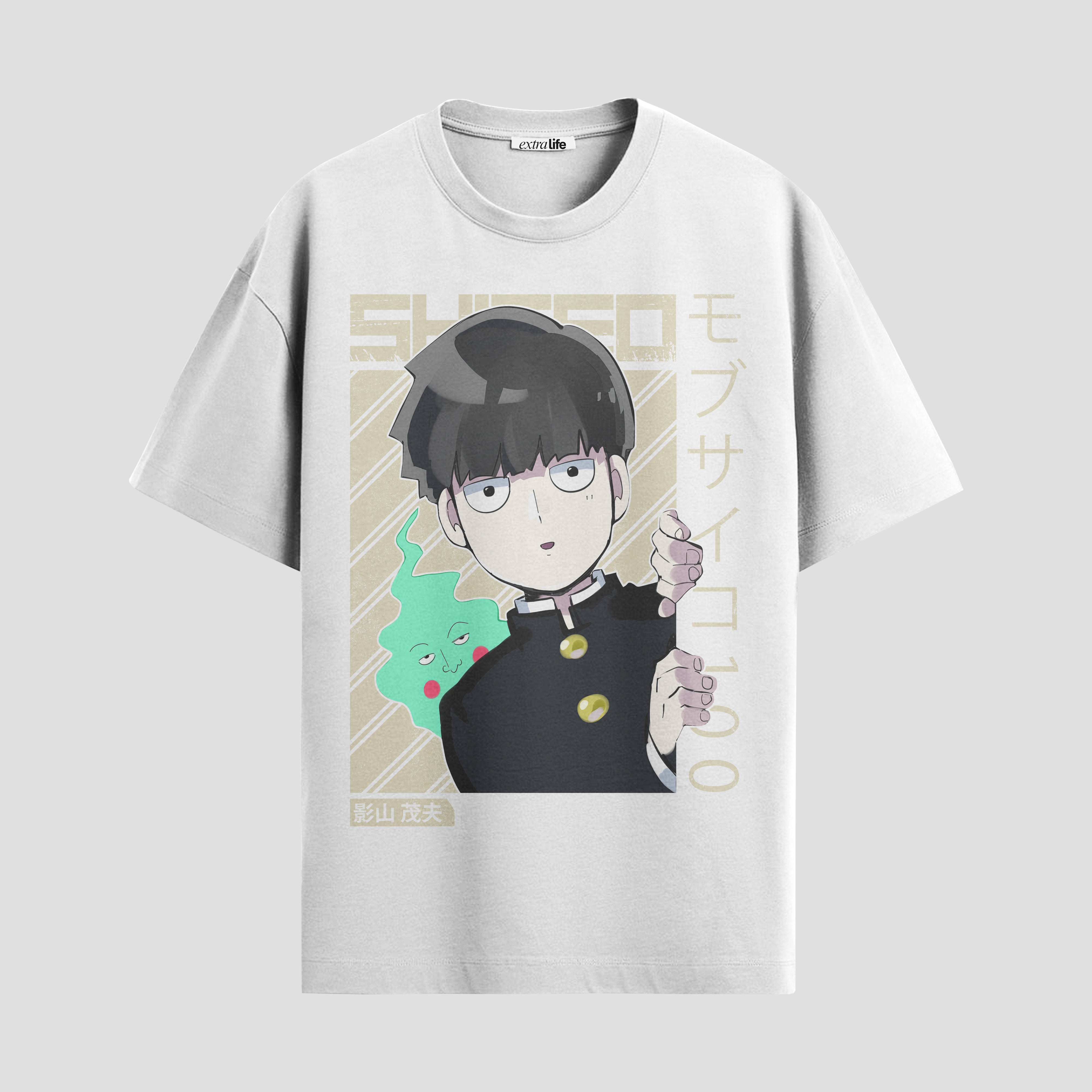 Playera urbana de anime y gaming ExtraLife MX, corte Standard Fit unisex ligero y transpirable en color Deep Black y Pure White, ropa de uso diario para gym y casual.
