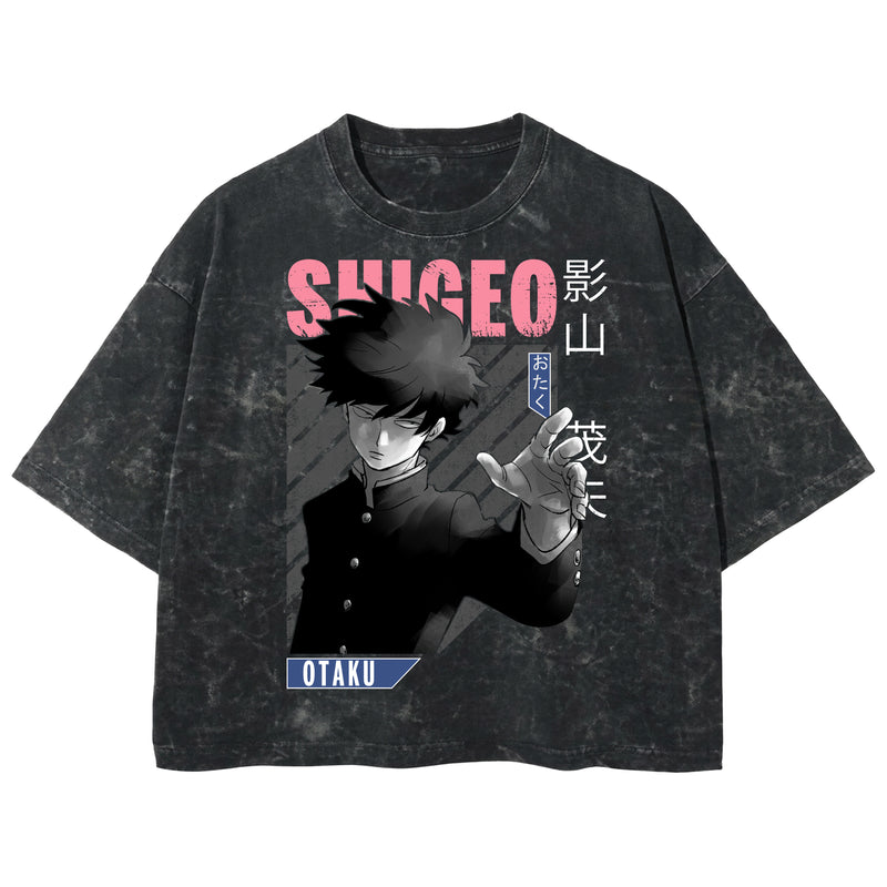 Playera streetwear premium de anime y gaming ExtraLife MX, corte boxy deluxe mineral wash heavyweight en color Acid Wash, moda urbana mexicana de culto.