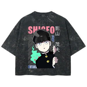 Playera streetwear premium de anime y gaming ExtraLife MX, corte boxy deluxe mineral wash heavyweight en color Acid Wash, moda urbana mexicana de culto.