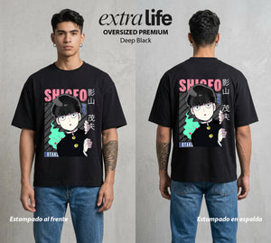 El Psiconico Reprimido | El Cien Por Ciento del Poder #03980 - Playera Oversized Premium | Deep Black - Foto en modelo