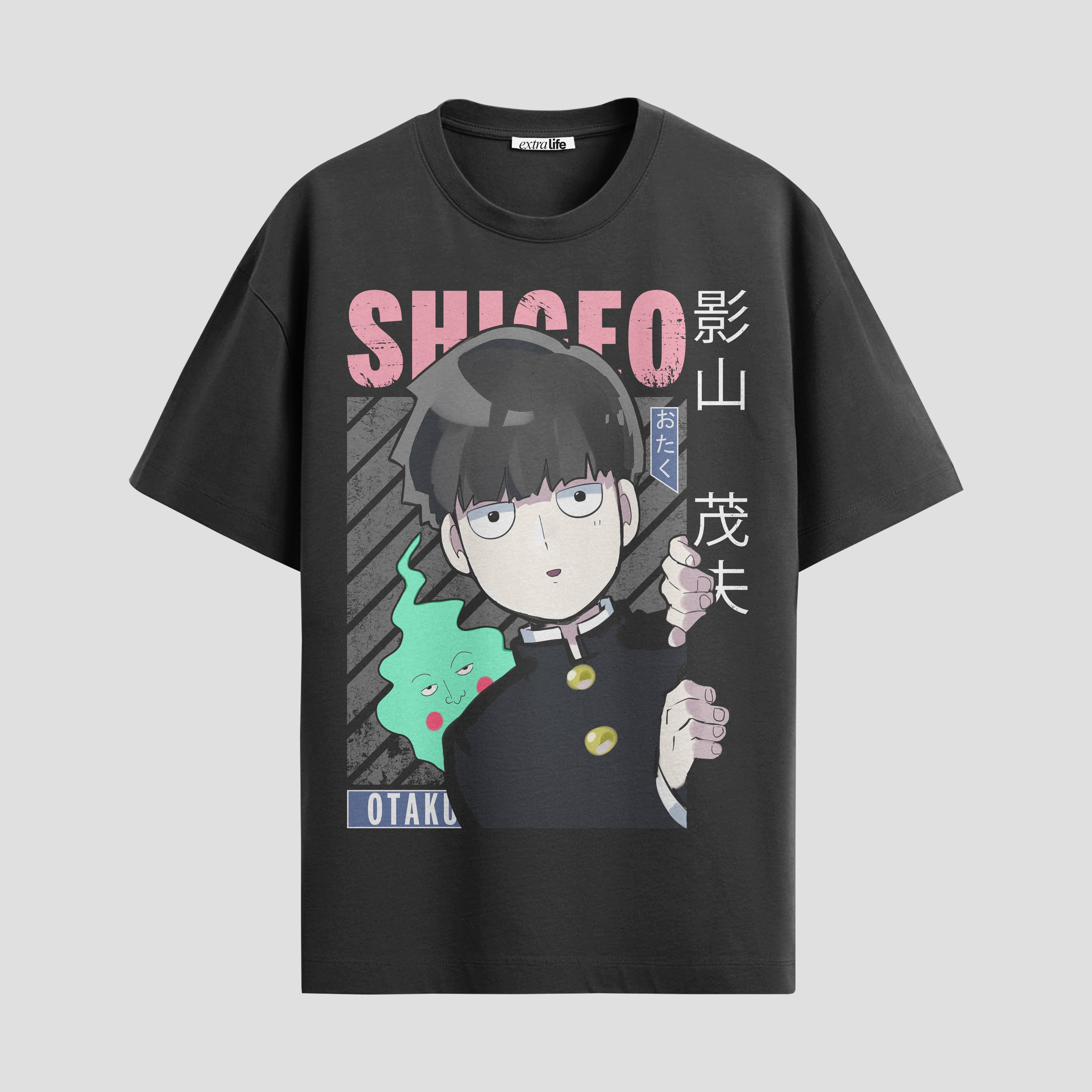 Playera urbana de anime y gaming ExtraLife MX, corte Standard Fit unisex ligero y transpirable en color Deep Black y Pure White, ropa de uso diario para gym y casual.