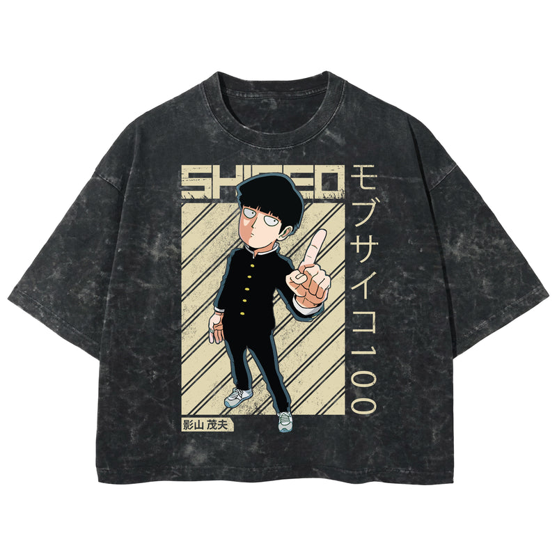 Playera streetwear premium de anime y gaming ExtraLife MX, corte boxy deluxe mineral wash heavyweight en color Acid Wash, moda urbana mexicana de culto.