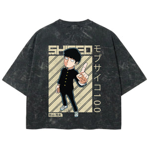 Playera streetwear premium de anime y gaming ExtraLife MX, corte boxy deluxe mineral wash heavyweight en color Acid Wash, moda urbana mexicana de culto.