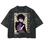 Playera streetwear premium de anime y gaming ExtraLife MX, corte boxy deluxe mineral wash heavyweight en color Acid Wash, moda urbana mexicana de culto.
