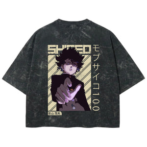 Playera streetwear premium de anime y gaming ExtraLife MX, corte boxy deluxe mineral wash heavyweight en color Acid Wash, moda urbana mexicana de culto.