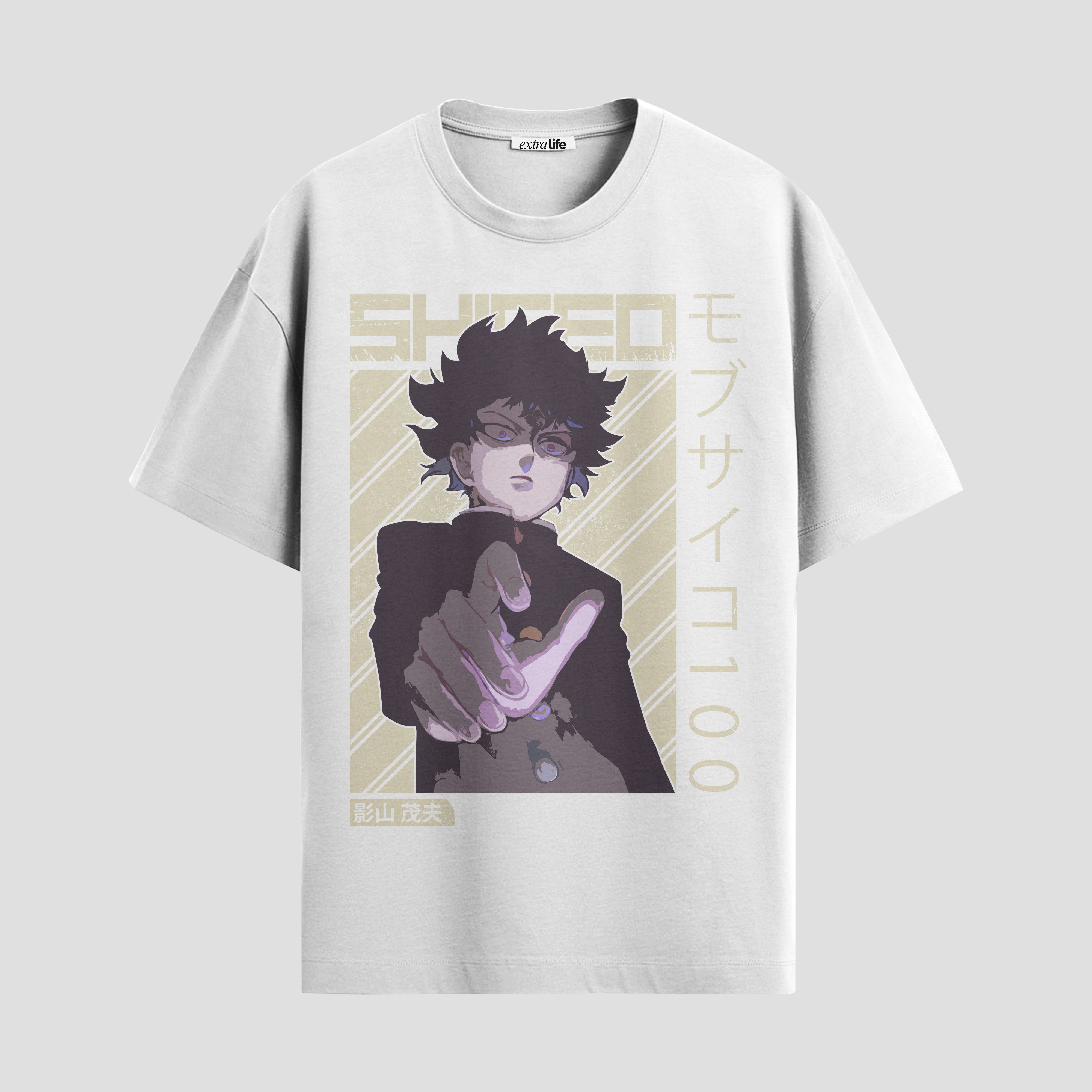 Playera urbana de anime y gaming ExtraLife MX, corte Standard Fit unisex ligero y transpirable en color Deep Black y Pure White, ropa de uso diario para gym y casual.