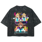 Playera streetwear premium de anime y gaming ExtraLife MX, corte boxy deluxe mineral wash heavyweight en color Acid Wash, moda urbana mexicana de culto.