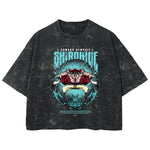 Playera streetwear premium de anime y gaming ExtraLife MX, corte boxy deluxe mineral wash heavyweight en color Acid Wash, moda urbana mexicana de culto.