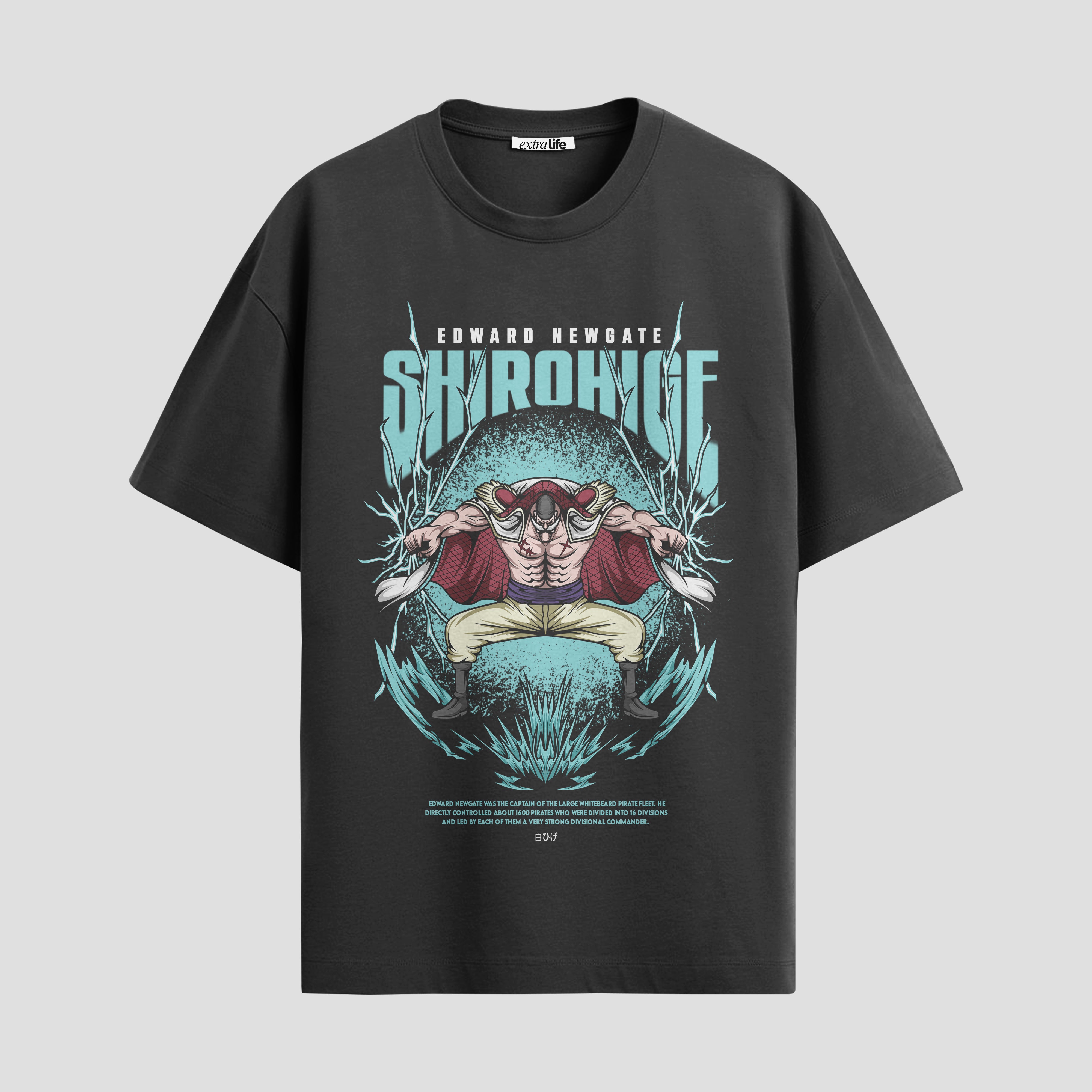 Playera urbana de anime y gaming ExtraLife MX, corte Standard Fit unisex ligero y transpirable en color Deep Black y Pure White, ropa de uso diario para gym y casual.