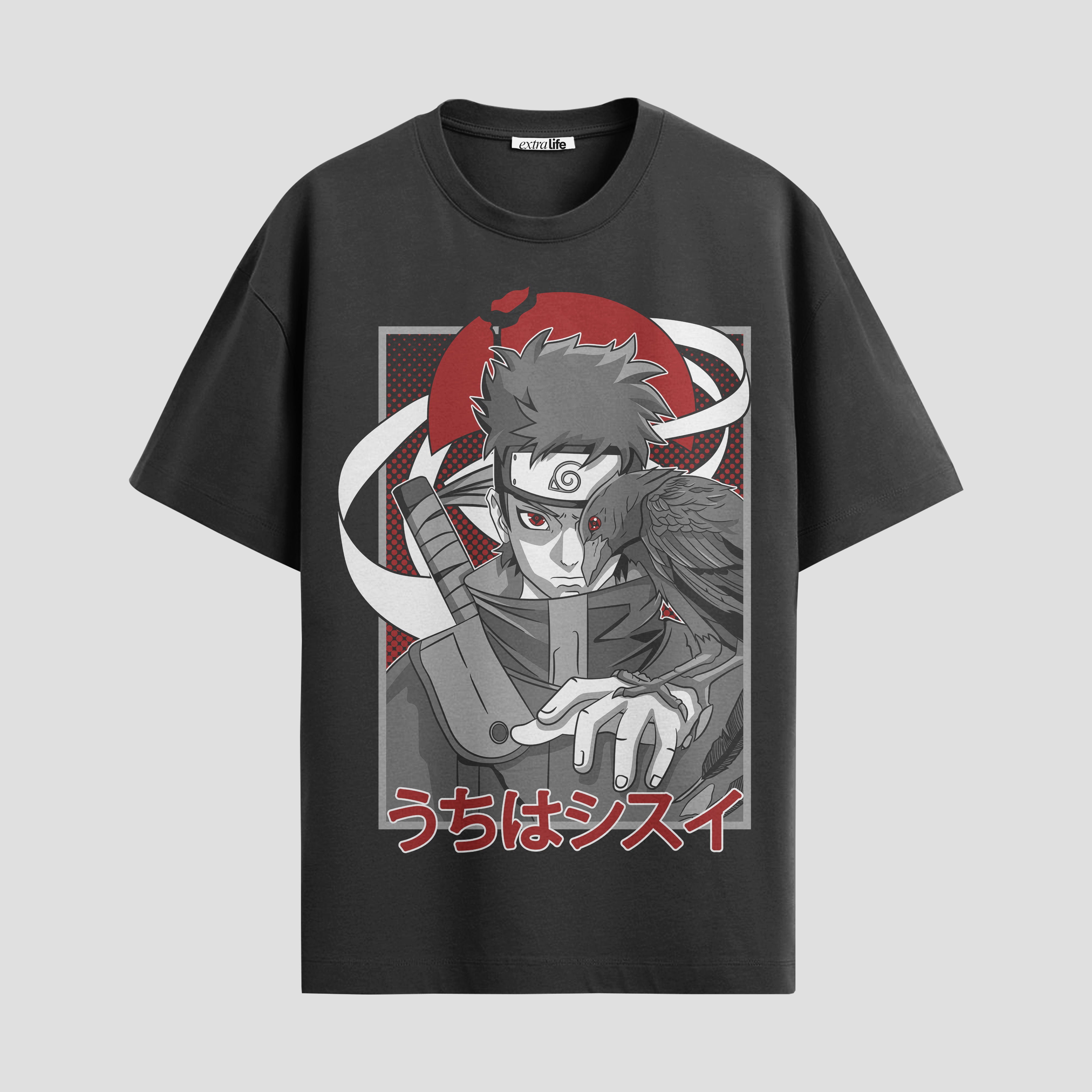 Playera urbana de anime y gaming ExtraLife MX, corte Standard Fit unisex ligero y transpirable en color Deep Black y Pure White, ropa de uso diario para gym y casual.
