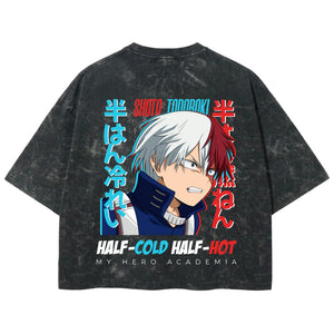 Playera streetwear premium de anime y gaming ExtraLife MX, corte boxy deluxe mineral wash heavyweight en color Acid Wash, moda urbana mexicana de culto.
