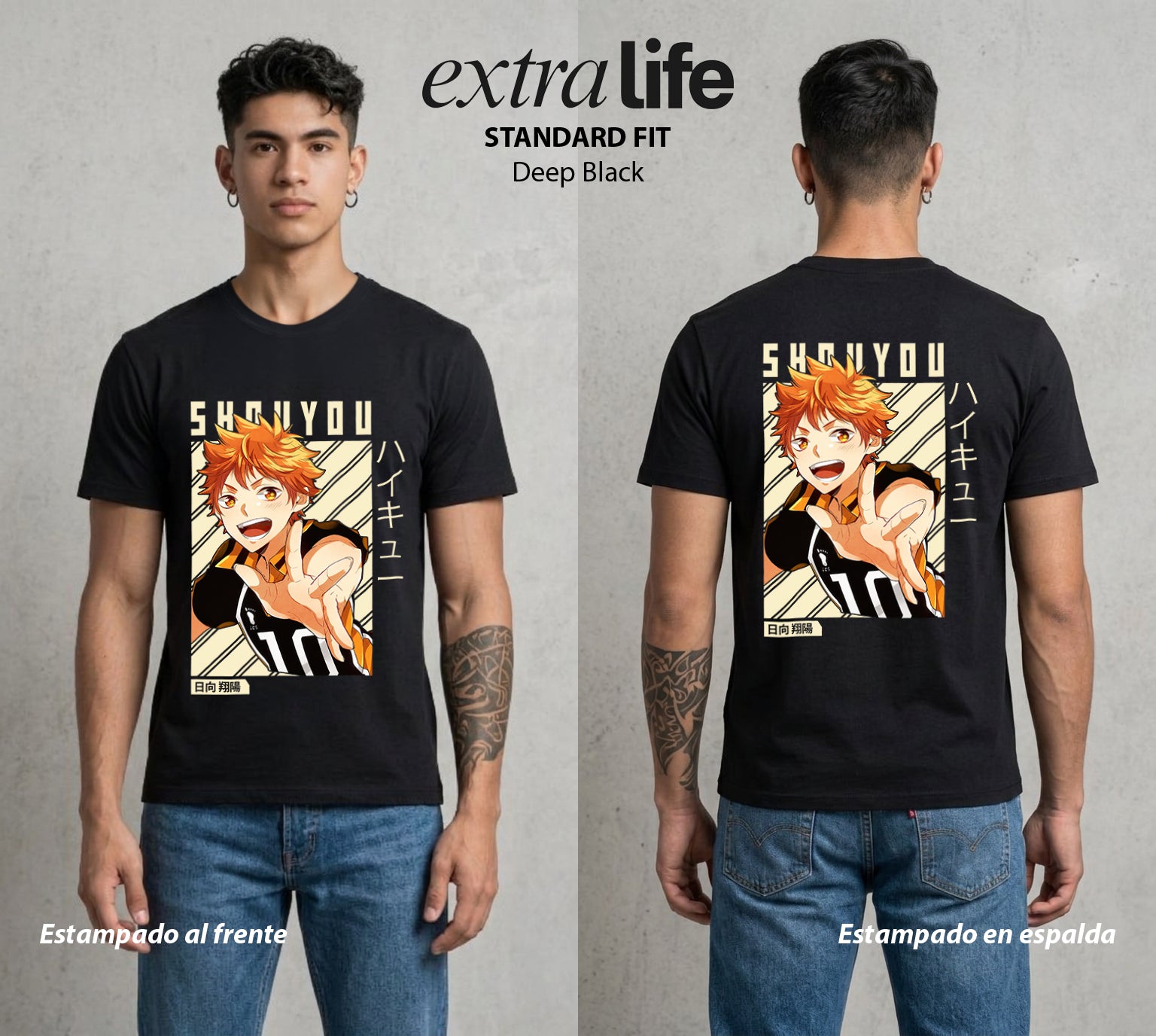 El Vuelo del Voleibol | Los Ojos del Byakugan #03998 - Playera Standard Fit | Deep Black - Foto en modelo